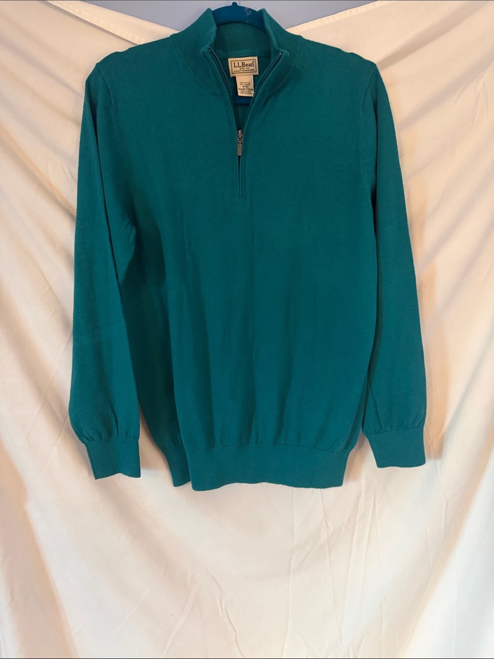 L.L. Bean Men's Teal Zip-Neck Pullover Sweater